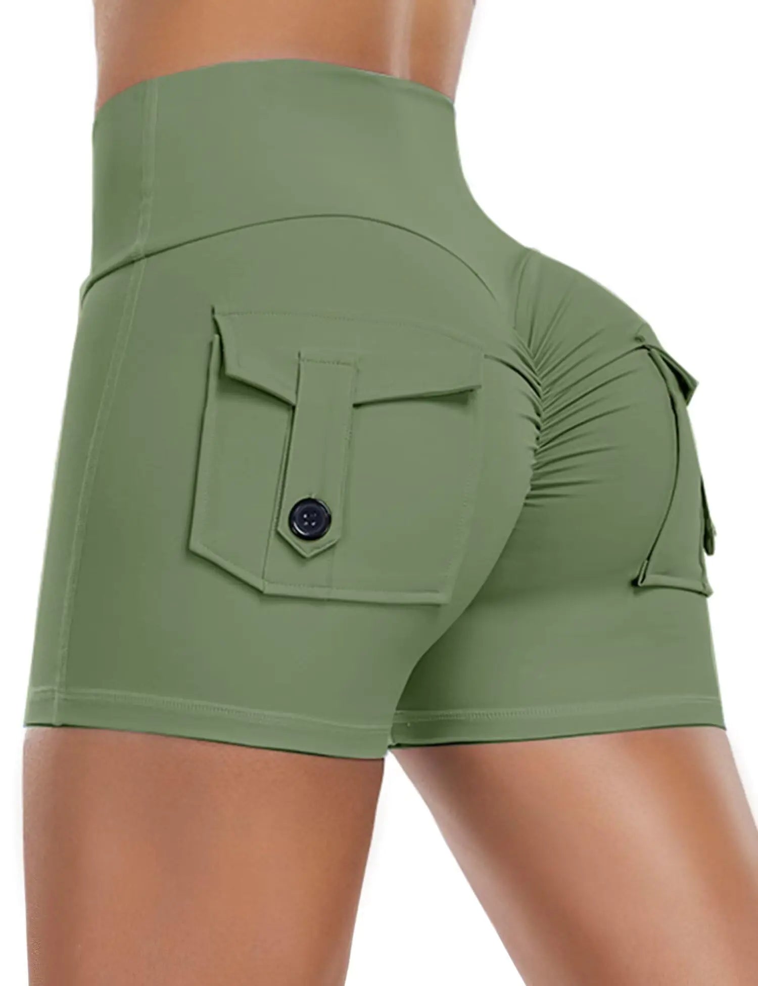 PeachPocket™ V-Cross Scrunch Butt Biker Shorts (3.1")  Description: