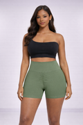 PeachPocket™ V-Cross Scrunch Butt Biker Shorts (3.1")  Description: