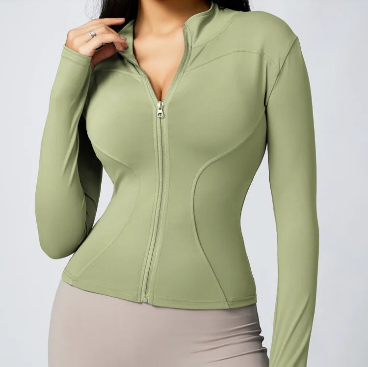 Women’s Breathable Stretch Active Cardigan – Waist-Length Yoga & Running Jacket (S–XL)