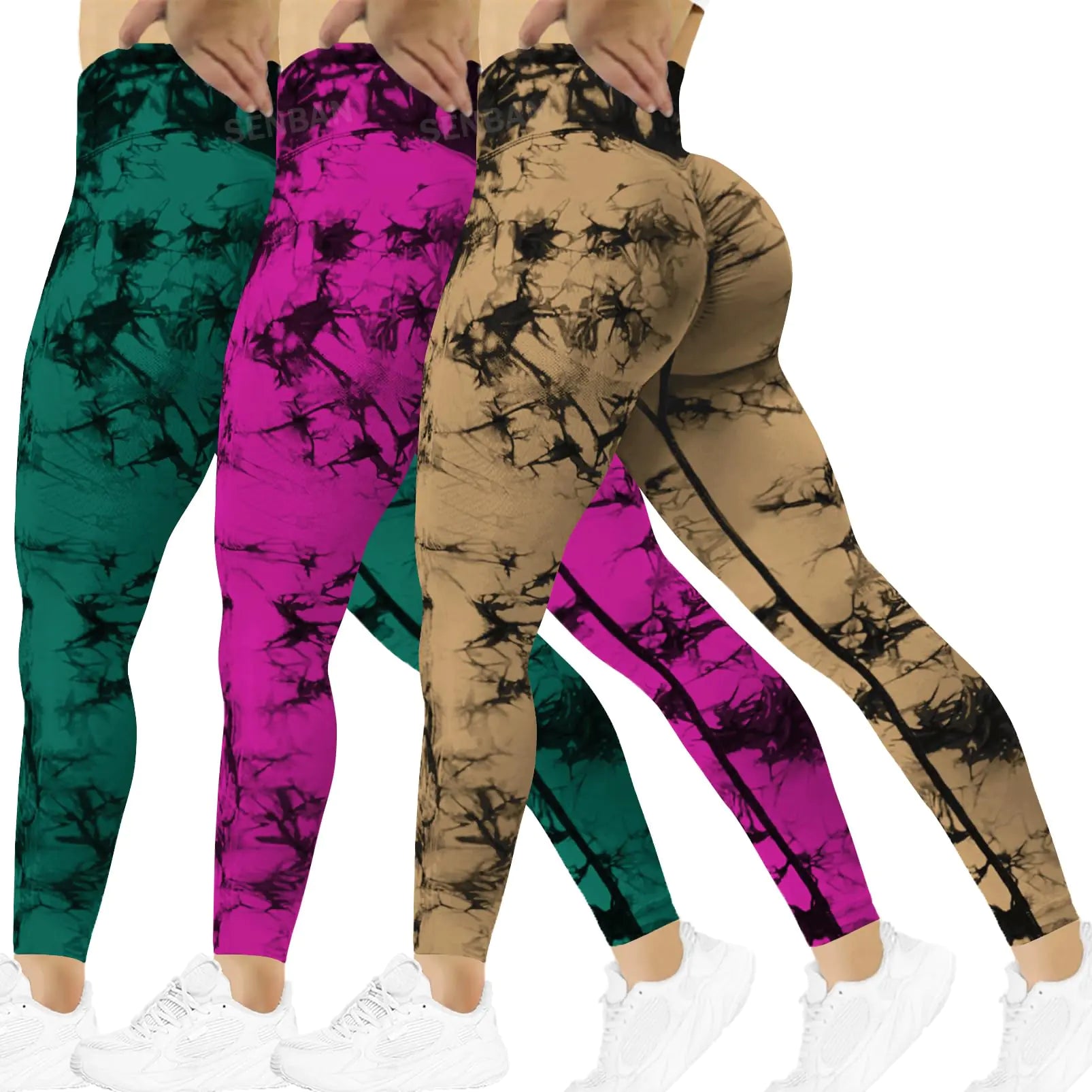 PeachPop™ Tie-Dye Scrunch Butt Lifting Seamless Leggings