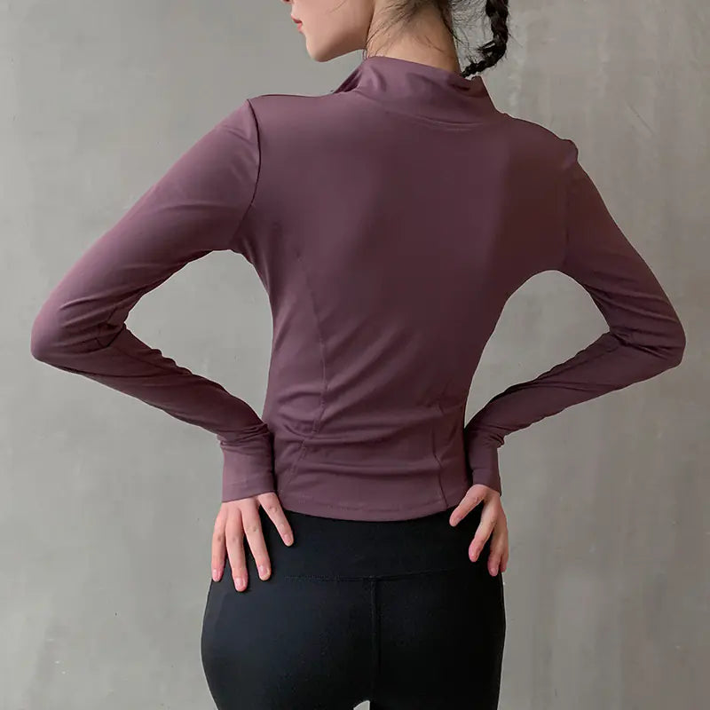 Women’s High Elastic Sports Jacket – Quick-Dry Long Sleeve Activewear for Gym, Running & Yoga (S–XXL)