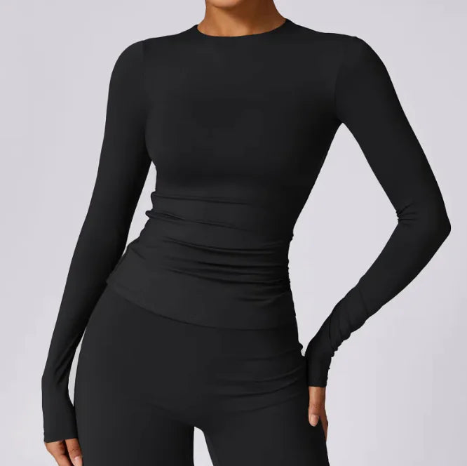 Brushed Tight Long Sleeve Yoga Top – Sculpting Fit, Ultra-Soft Feel & All-Day Comfort