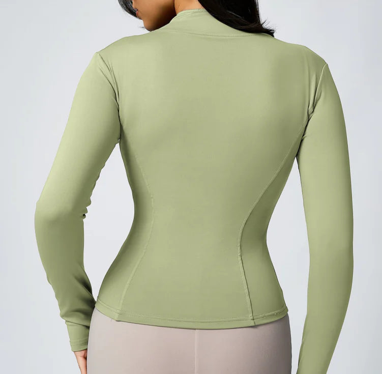 Women’s Breathable Stretch Active Cardigan – Waist-Length Yoga & Running Jacket (S–XL)