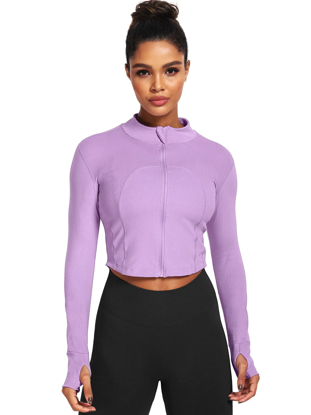 CozyFlex™ Long Sleeve Crop Workout Top with Thumb Holes
