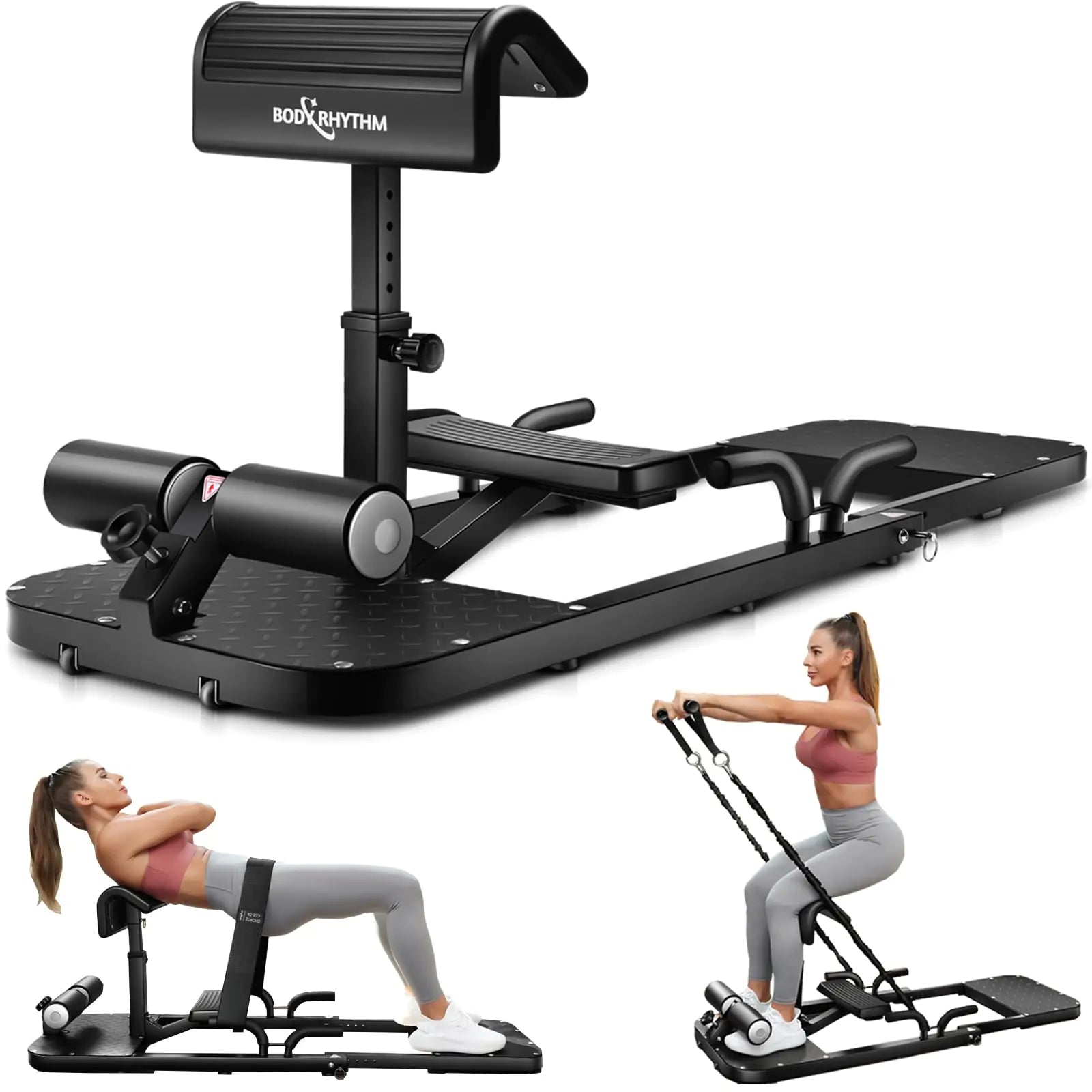 BODY RHYTHM All-in-1 Home Fitness Trainer – Sissy Squat, Hip Thrust & Push-Up Workout Station