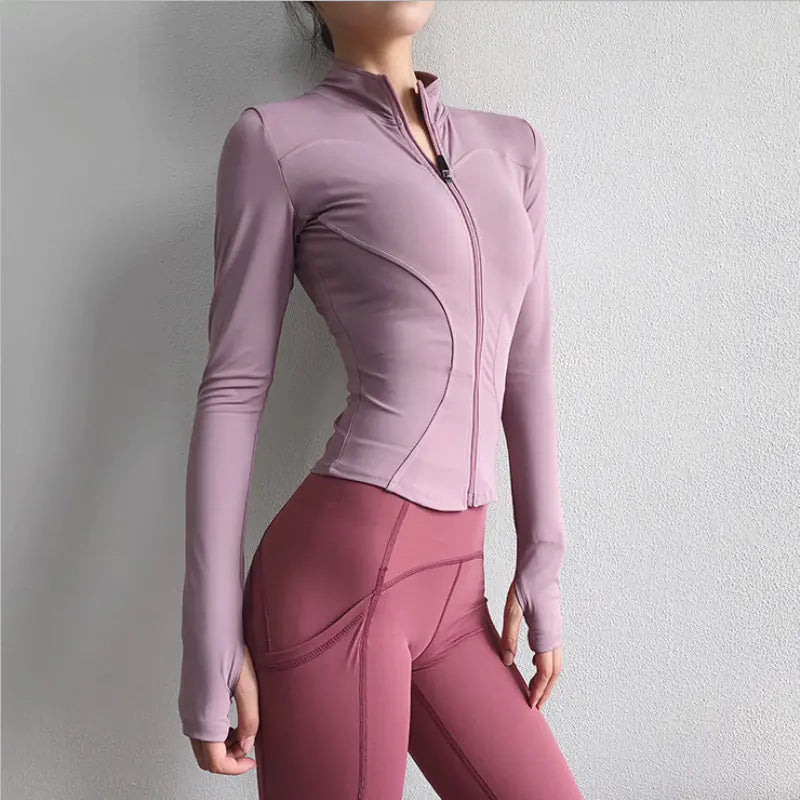 Women’s High Elastic Sports Jacket – Quick-Dry Long Sleeve Activewear for Gym, Running & Yoga (S–XXL)