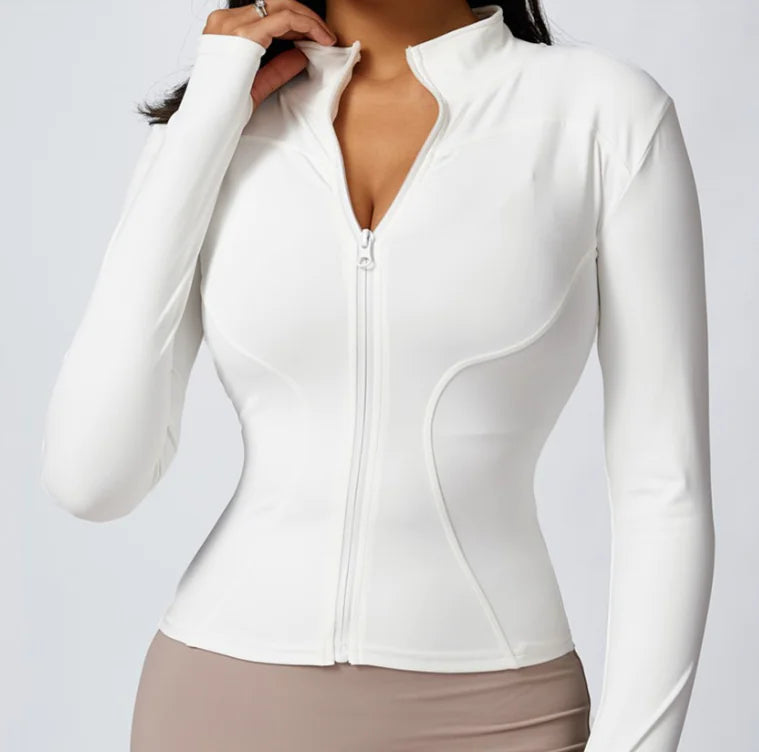 Women’s Breathable Stretch Active Cardigan – Waist-Length Yoga & Running Jacket (S–XL)