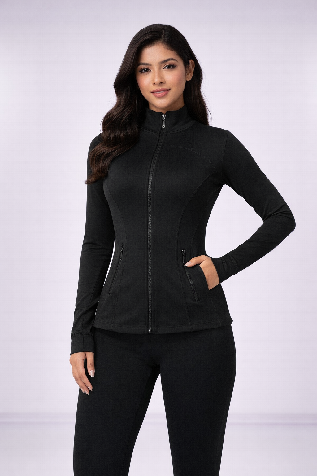 DryFlex™ Slim-Fit Zip-Up Athletic Jacket with Thumb Holes