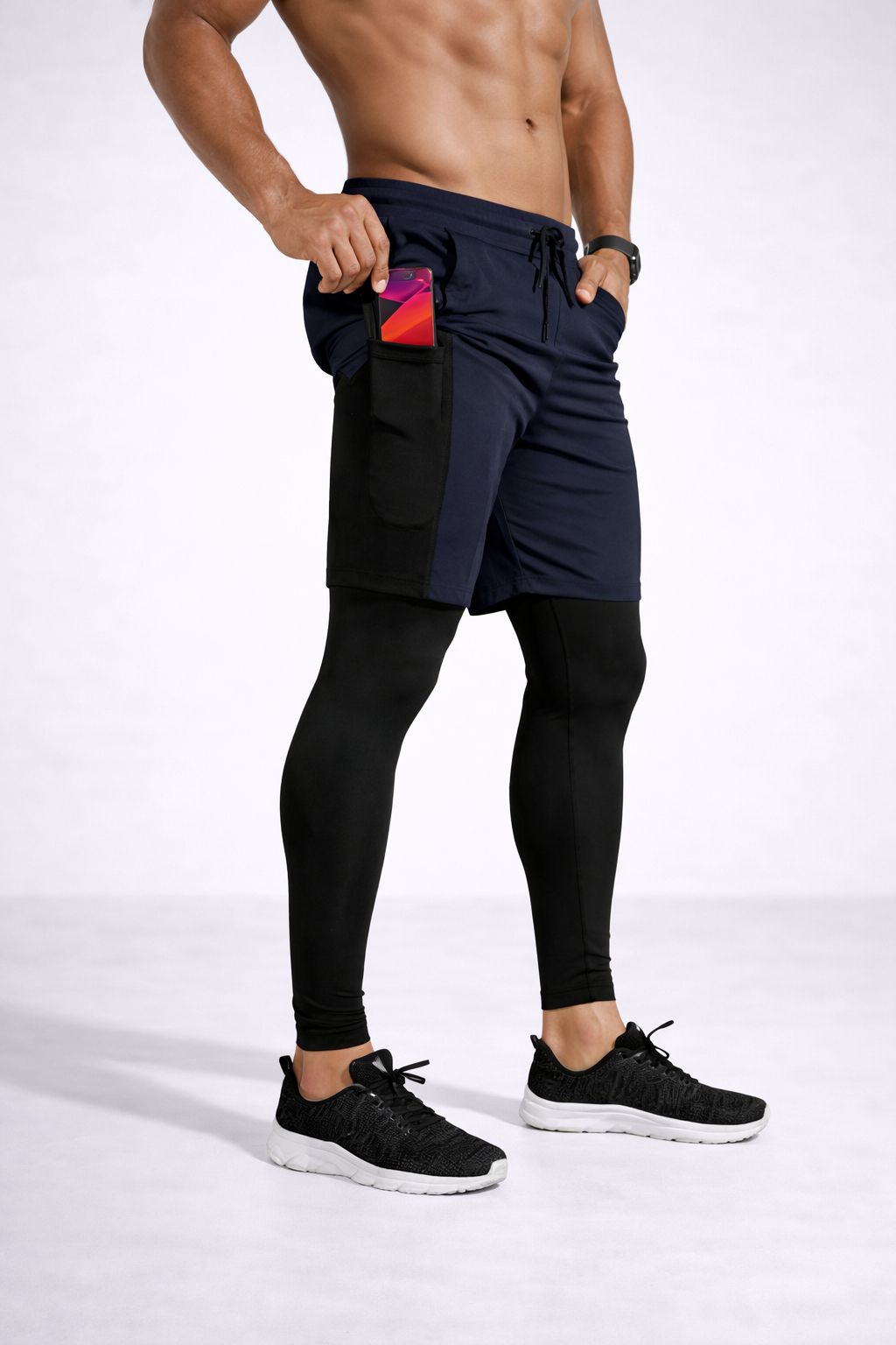 PowerStride Men’s 2-in-1 Compression Running Shorts