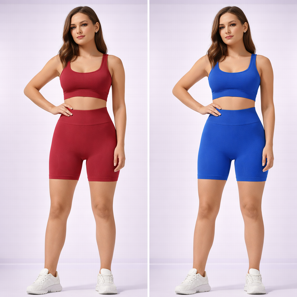 RibSculpt™ Seamless Ribbed Sports Bra & Short Set