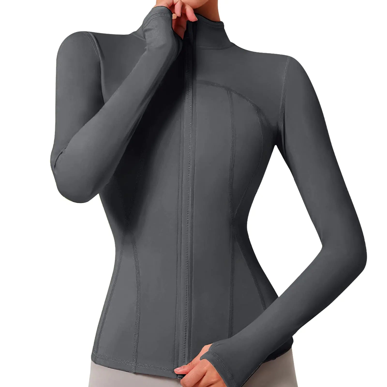 StreetFit™ Cropped Full-Zip Athletic Jacket with Thumb Holes