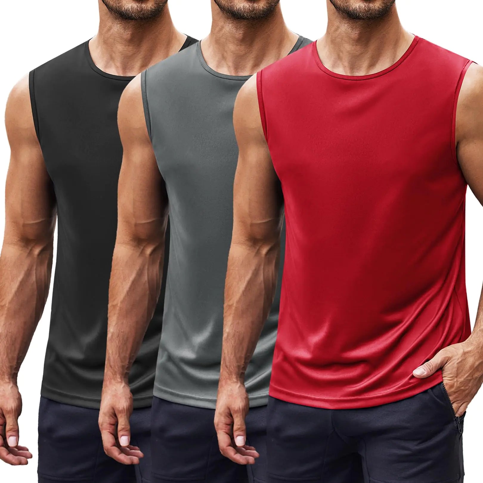 IronEdge™ Men’s Bodybuilding Sleeveless Muscle Tank (3-Pack)