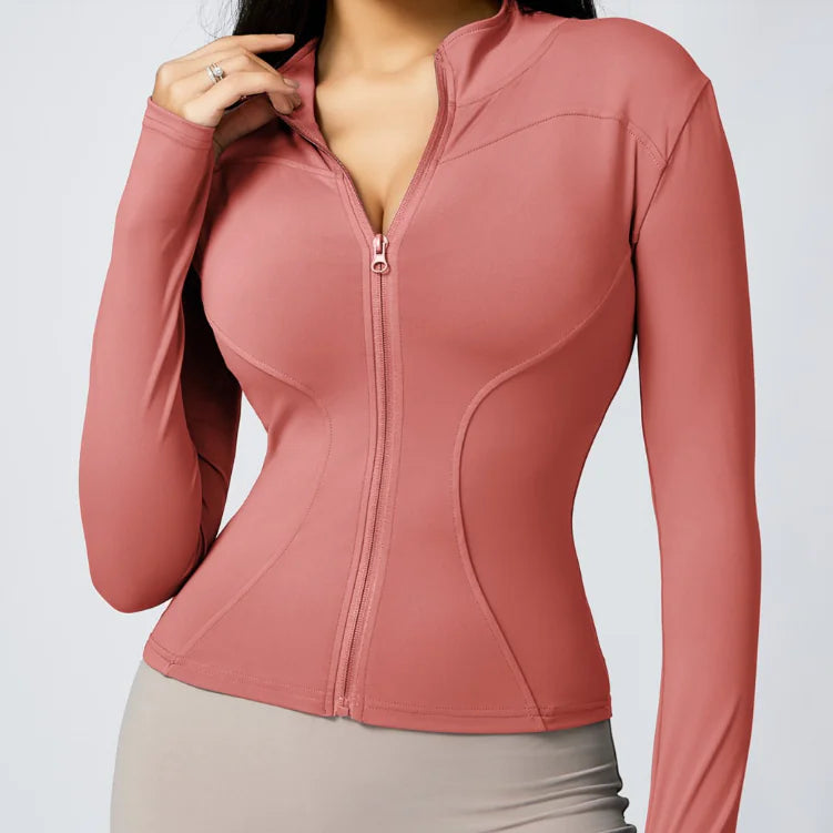 Women’s Breathable Stretch Active Cardigan – Waist-Length Yoga & Running Jacket (S–XL)