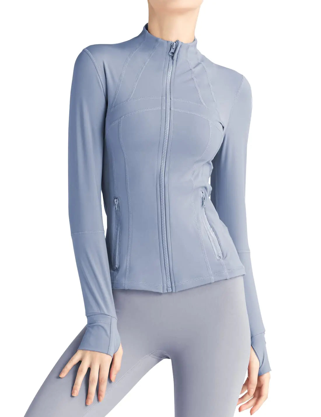 SculptMotion™ Slim-Fit Athletic Jacket with Thumb Holes