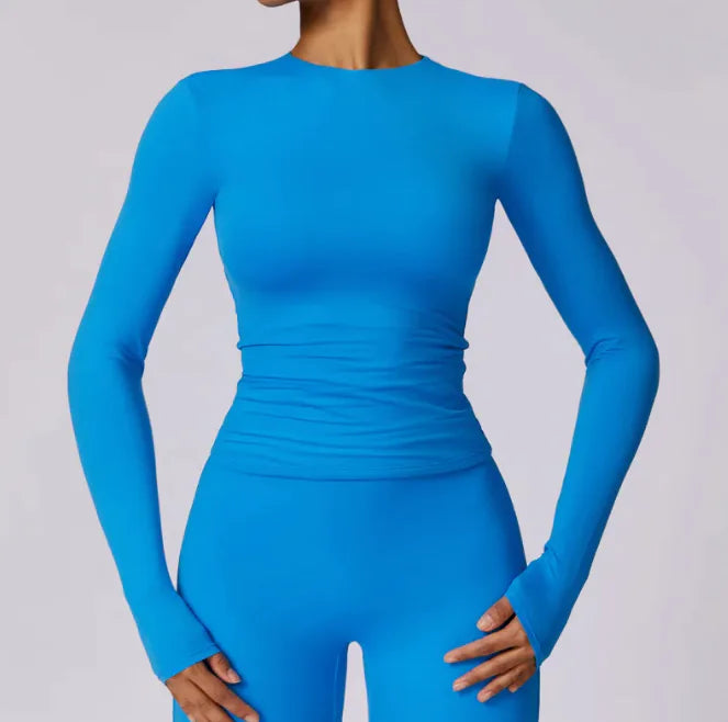 Brushed Tight Long Sleeve Yoga Top – Sculpting Fit, Ultra-Soft Feel & All-Day Comfort