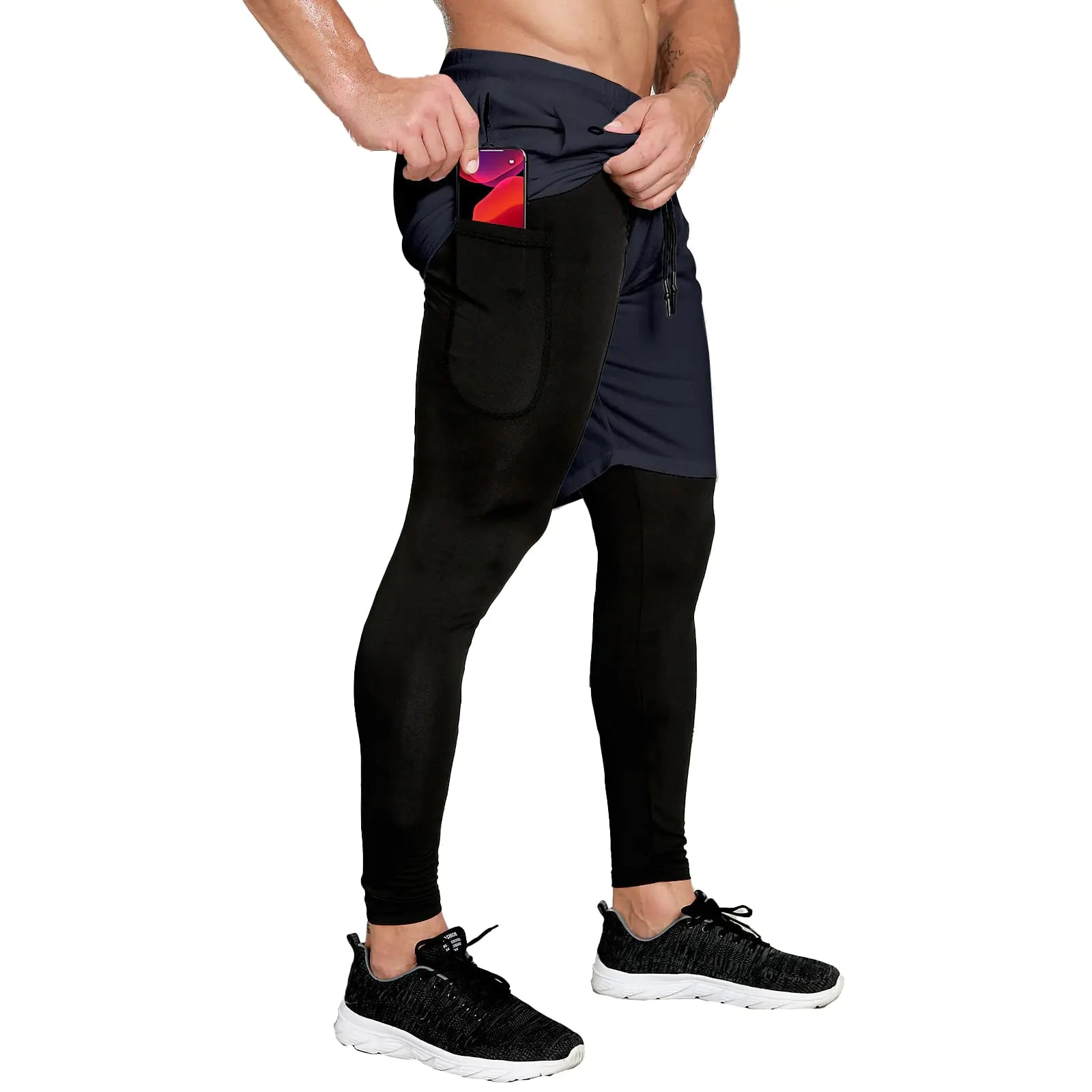 PowerStride Men’s 2-in-1 Compression Running Shorts