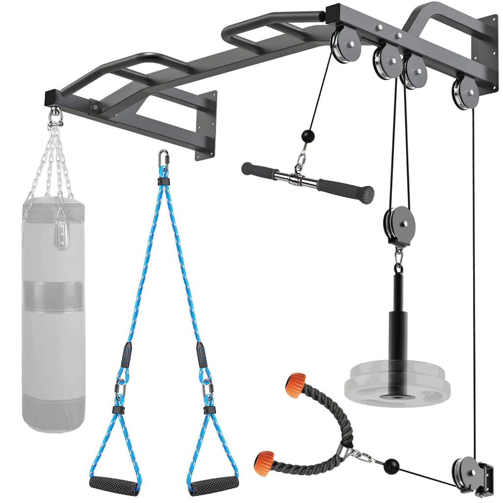 Wall-Mounted Cable Pulley System Home Gym – Heavy-Duty Multi-Function Strength Trainer (400 lb Capacity)