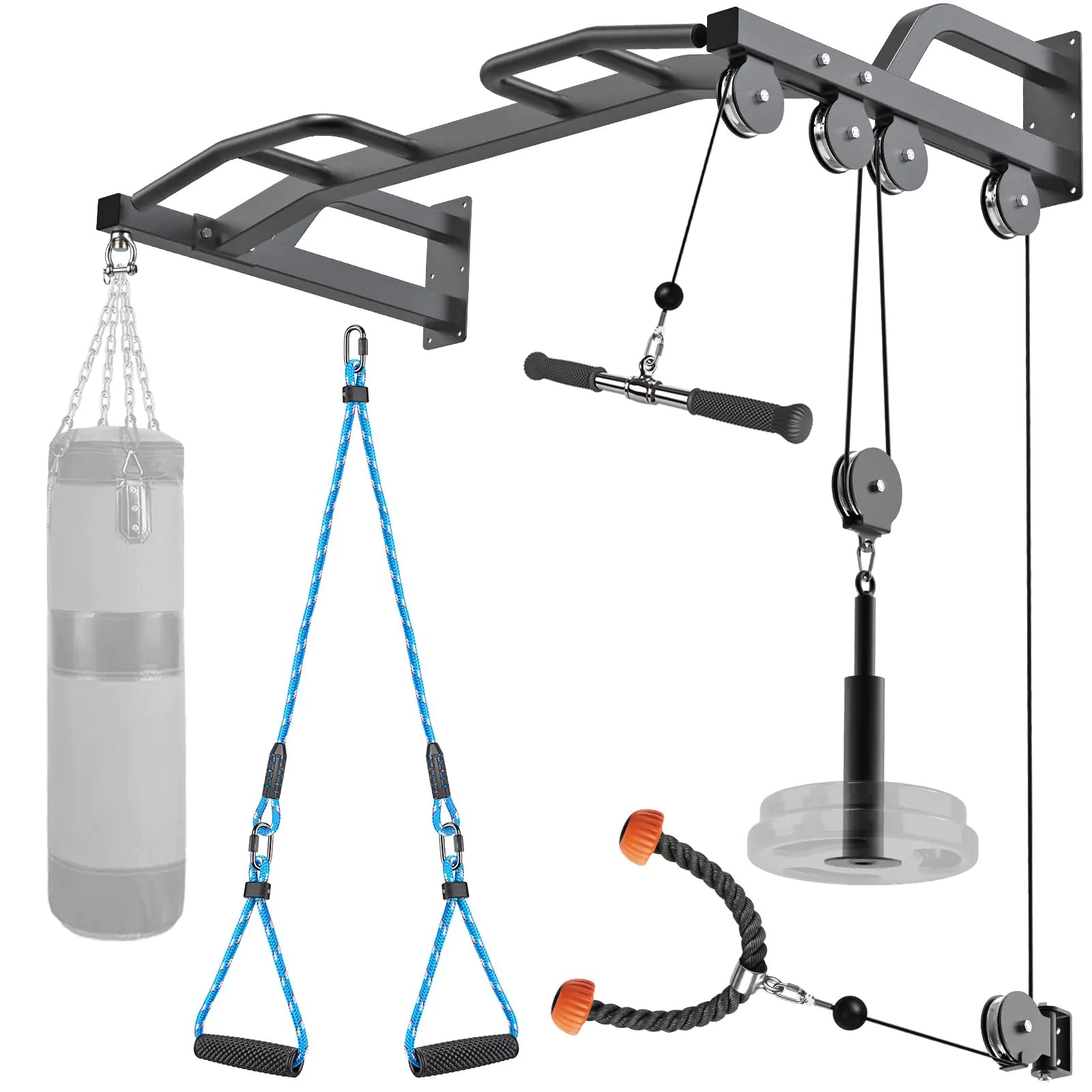 Wall-Mounted Cable Pulley System Home Gym – Heavy-Duty Multi-Function Strength Trainer (400 lb Capacity)
